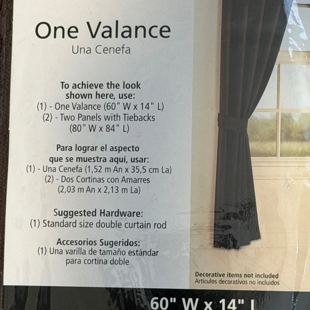 Mainstays 2 Sets Bennett Valance Curtains 60x14‎ Warm Chocolate Textured